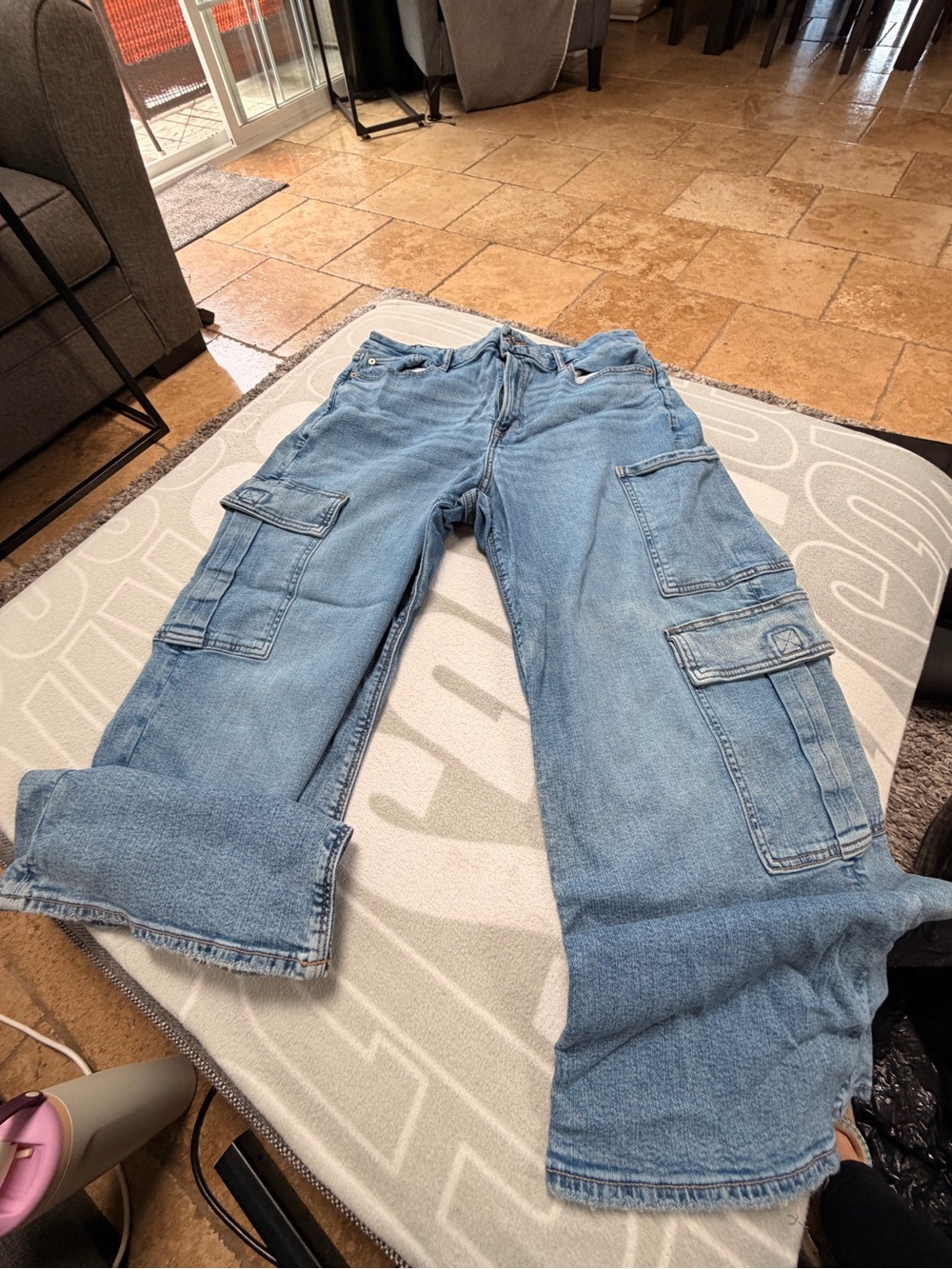 American Eagle Outfitters Light Blue Cargo Jeans